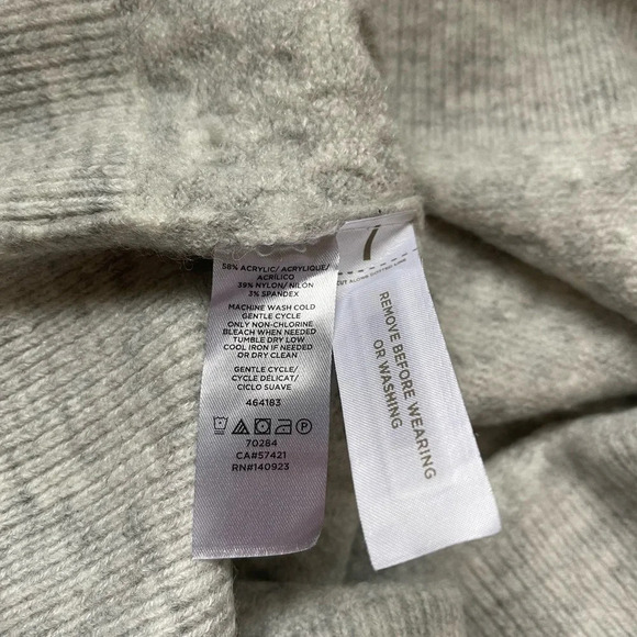 LOFT Light Gray Cozy Plush Bell Sleeve Mock Neck Pullover Sweater Medium Women’s - Picture 9 of 10